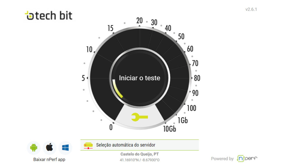teste velocidade internet techbit nperf