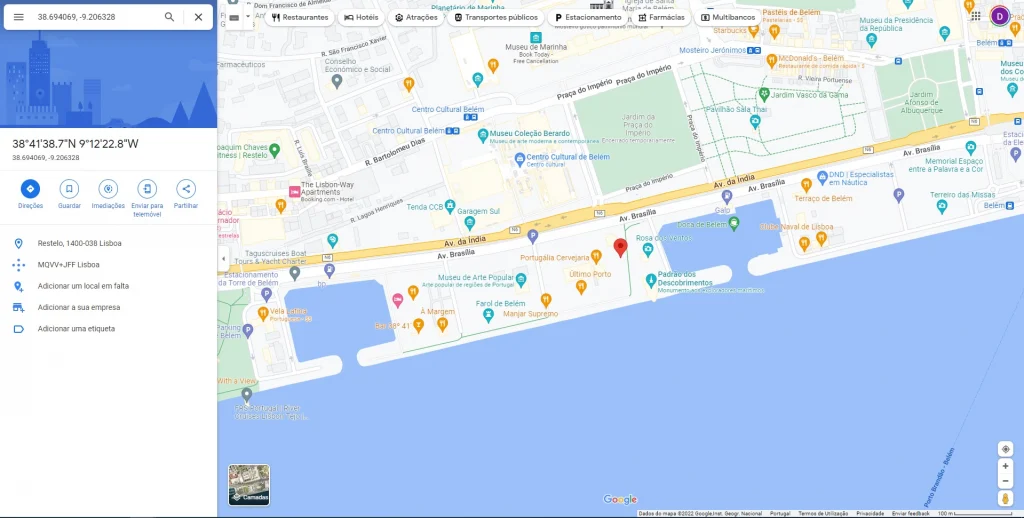 procurar coordenadas google maps