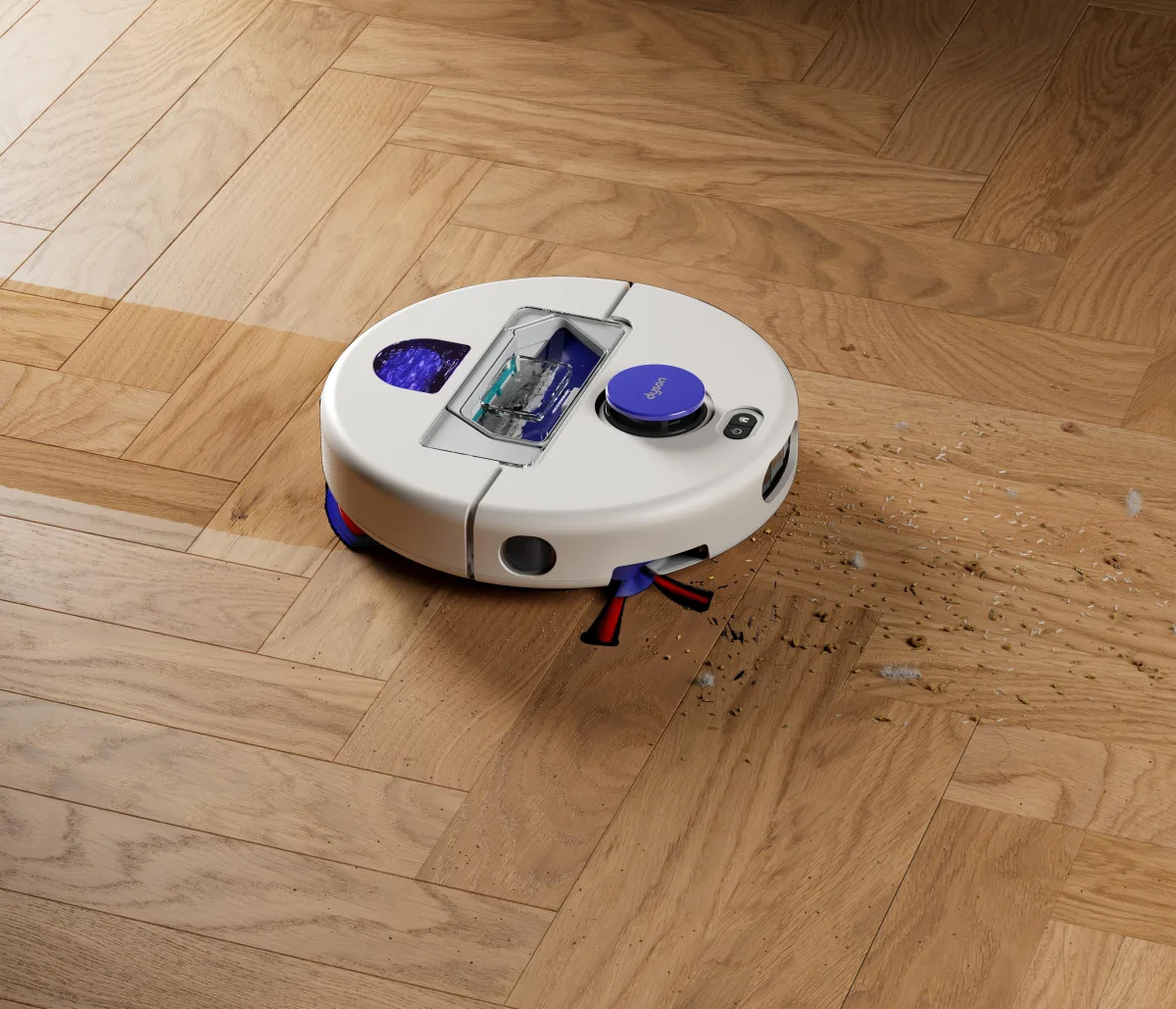 dyson RB07 B MSILVIBL 054 RGB InUse Debris HardWoodFloor CleanSweep A2 MIX dyson