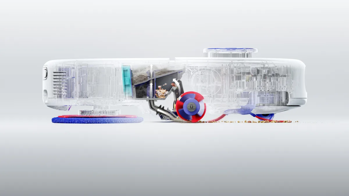 dyson RB07 B TECH 015 RGB SideRight Glass TwinCapture Debris Cutaway A0 GRAD dyson